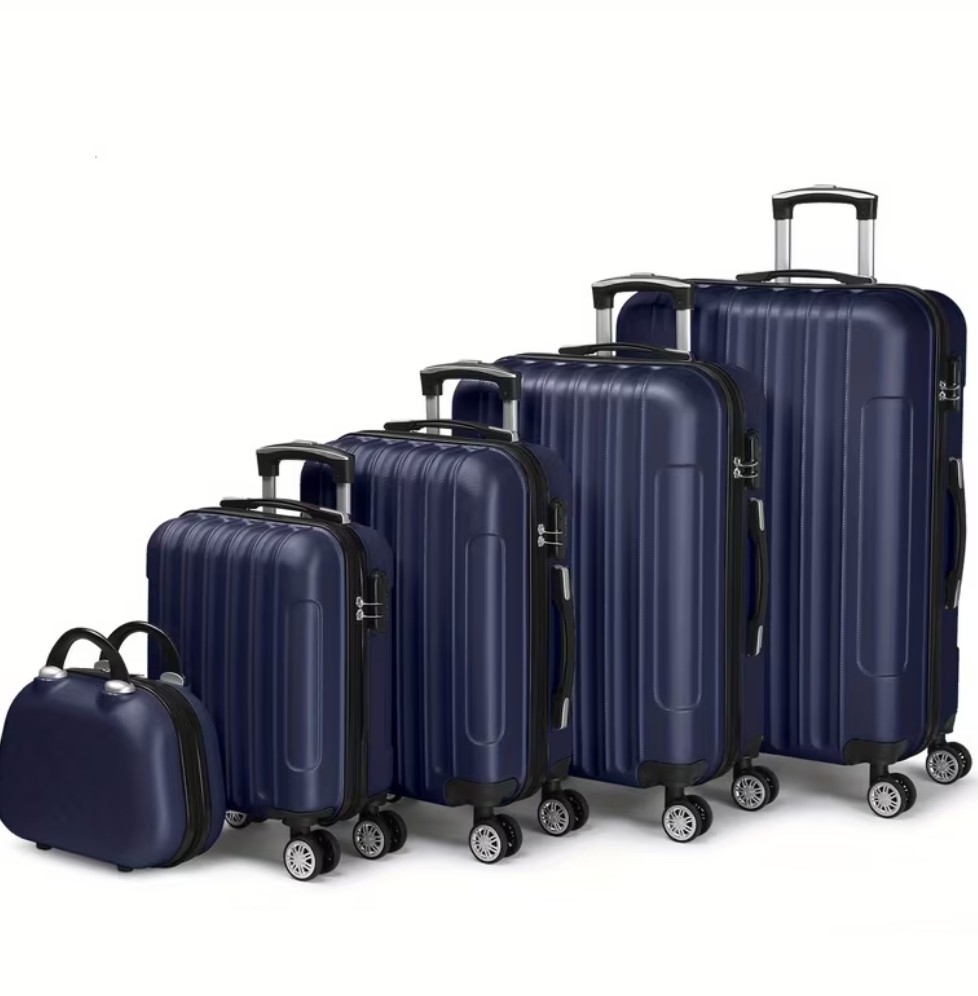 5-Piece Luxury Hard Shell Luggage Set with Spinner Wheels – Navy Blue Travel Suitcase Collection Product Description
